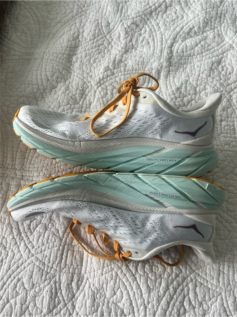 Hoka One One Clifton 8 Blanc de Blanc Purple Seafoam Size 8 - Picture 3 of 8